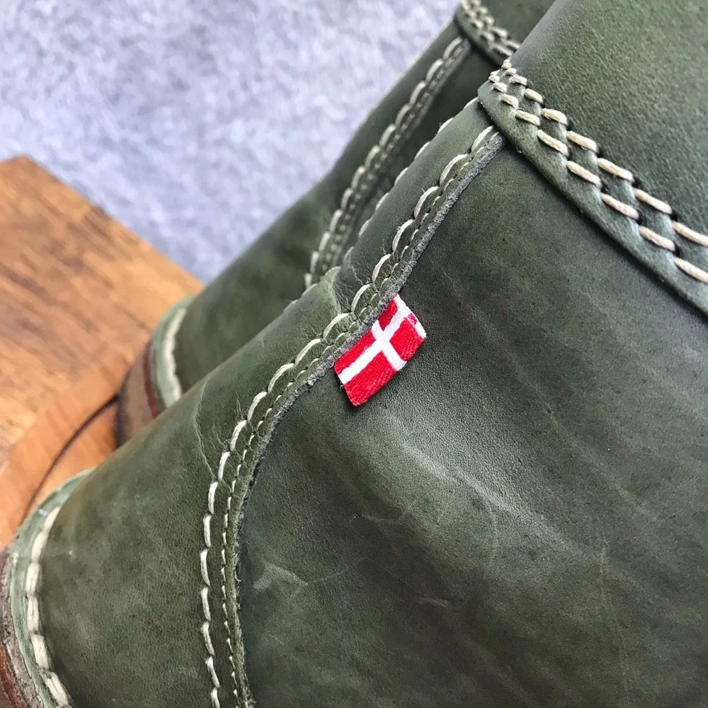 Danish Duck Feet Faborg Boots EU 45 M 11.5 W 13 Forest Green Leather Wool Lined - Picture 2 of 13